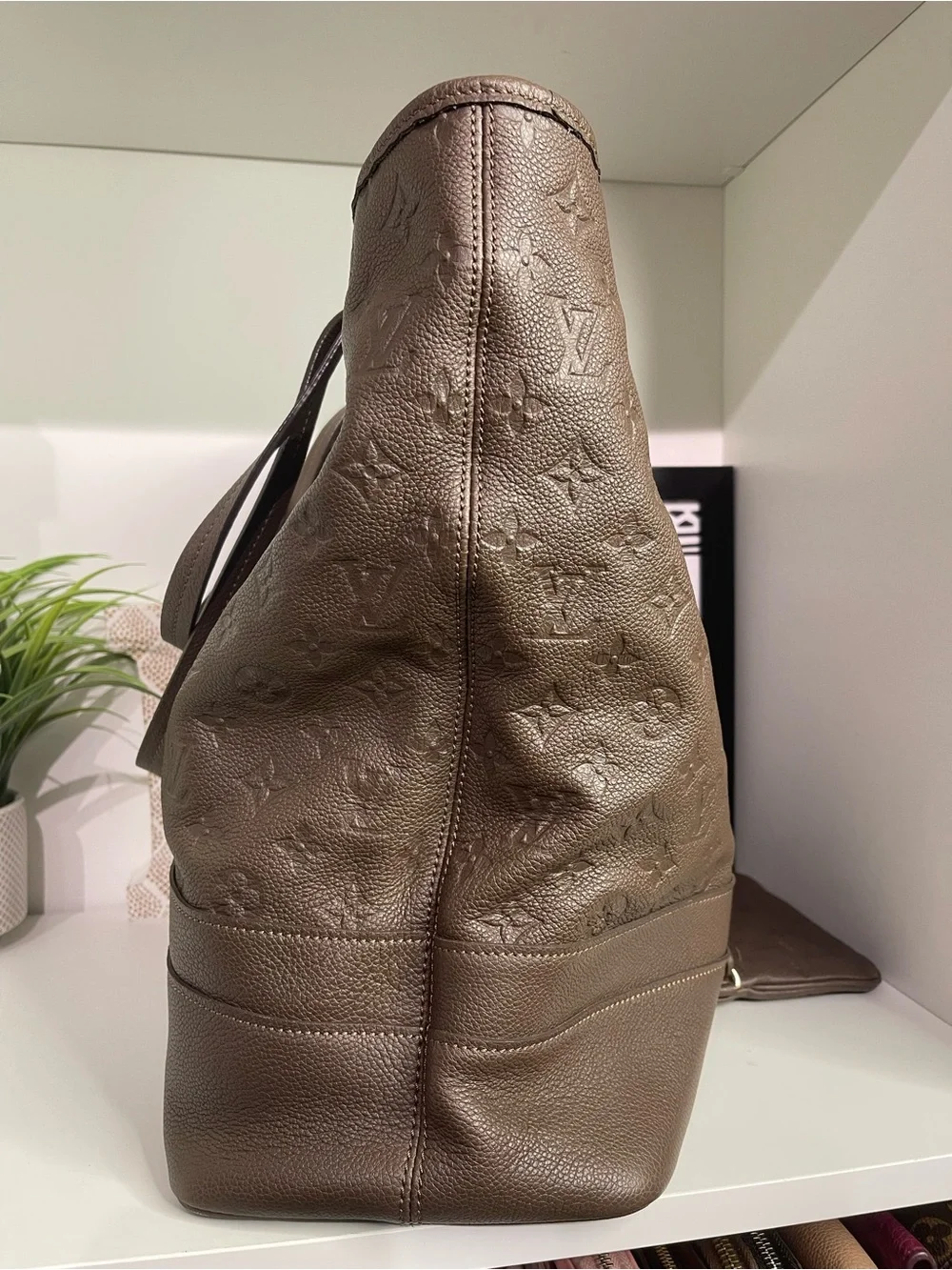 Louis Vuitton Citadine Mocha Monogram Embossed Leather Tote with Pouch